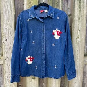 VINTAGE Christmas Denim Top